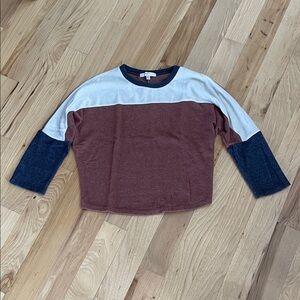 Moa Moa Kids Colorblock Sweater in White, Brown, and Blue